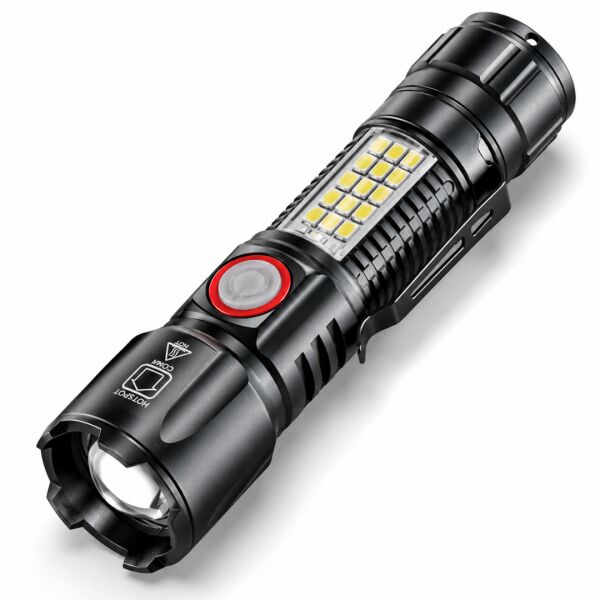 Q-MAX PS-2306C Yüksek Performanslı Beyaz Lazer LED ve COB Yan Işıklı Taktik El Feneri