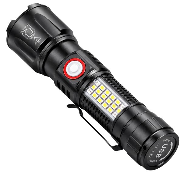 Q-MAX PS-2306C Yüksek Performanslı Beyaz Lazer LED ve COB Yan Işıklı Taktik El Feneri