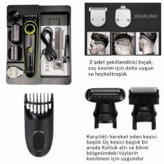DEARLİNG Yeni Nesil 5 Başlı Pro Kuaför Saç Sakal Burun Ense Lazer Epilasyon Öncesi Tıraş Makinesi