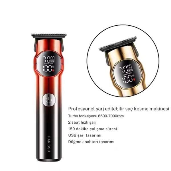 Dearling RF-101 Profesyonel Saç & Sakal Düzeltici – Turbo Güç, LCD Ekran