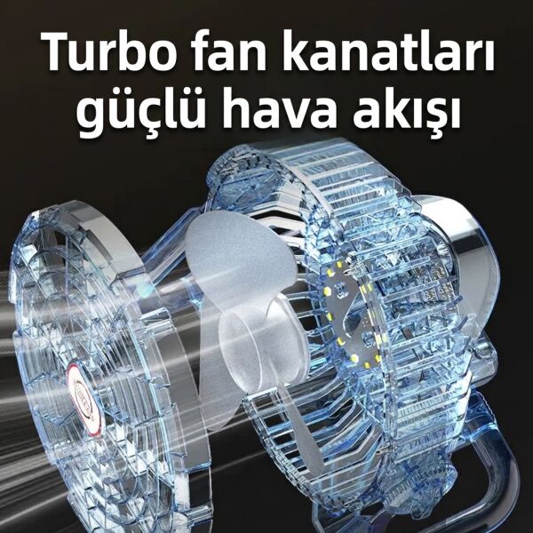 MS41X ARAÇ FANI - 2’si 1 Arada Şarjlı Kamp Vantilatörü & LED Aydınlatma – Güçlü Hava Akışı, 360° Ayarlanabilir, Kademesiz Hız