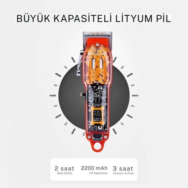 Dearling  Şarjlı Saç Kesme Makinesi 3 saat çalışma süresi Kırmızı