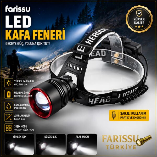 Small Sun SM-F786T 30W 3000 Lümen Zoomlu Sensörlü Şarjlı Kafa Feneri  (Yedek Bataryalı)
