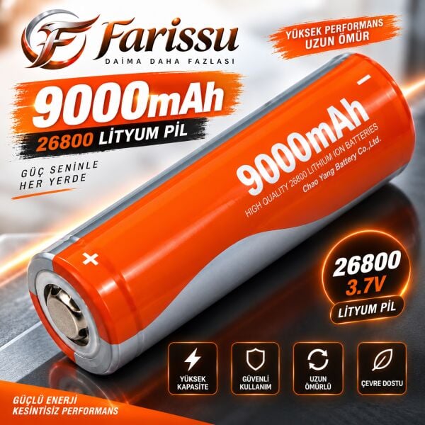 Farissu 3.7V 9000 mAh Şarj Edilebilir Li-ion (Lityum-İyon) Pil