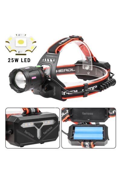 Gold Orion OR-810 25W Şarjlı Kafa Feneri | 1800 Lümen | 1 KM Aydınlatma | 2 Adet 18650 Pil