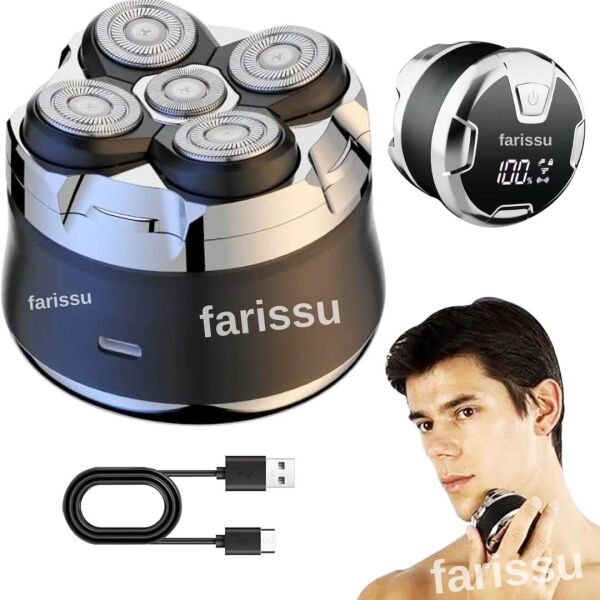 Kel Kafa Tıraş Makinesi RQ518 – Günlük, Sakal ve Baş Tıraşı İçin, 5 Başlıklı, USB Şarjlı, Su Geçirmez