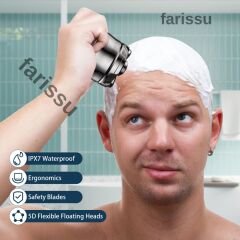 RQ518 Kel Kafa Tıraş Makinesi – Sakal ve Günlük Sinek Kaydı Tıraş, USB, Su Geçirmez