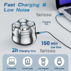 RQ518 Kel Kafa Tıraş Makinesi – Sakal ve Günlük Sinek Kaydı Tıraş, USB, Su Geçirmez