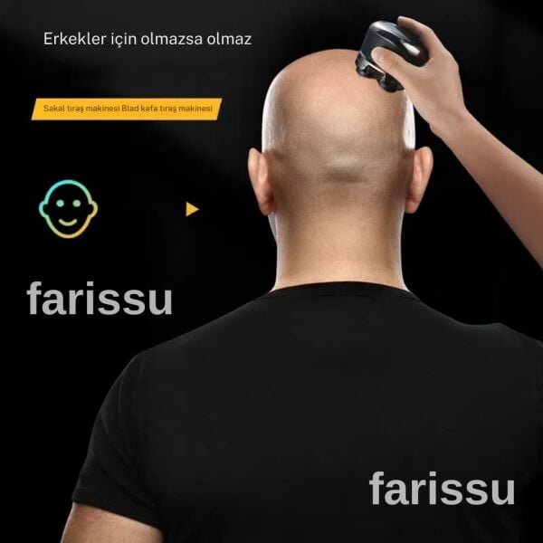 RQ518 Kel Kafa Tıraş Makinesi – Sakal ve Günlük Sinek Kaydı Tıraş, USB, Su Geçirmez