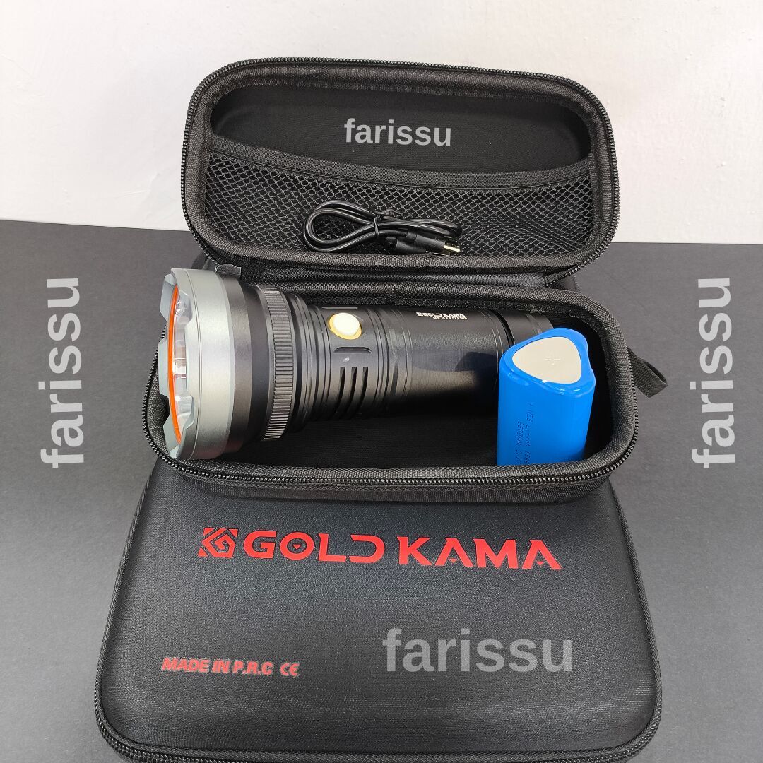 Goldkama 100W Şarjlı El Feneri – 3×18650 Pil, 8800 mAh, 1000m-1500m Menzil, Süper Güçlü LED