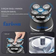 5 Başlıklı Şarjlı Tıraş Makinesi – Günlük Tıraş ve Sıfır Yanak İçin Sessiz, Güçlü ve Taşınabilir