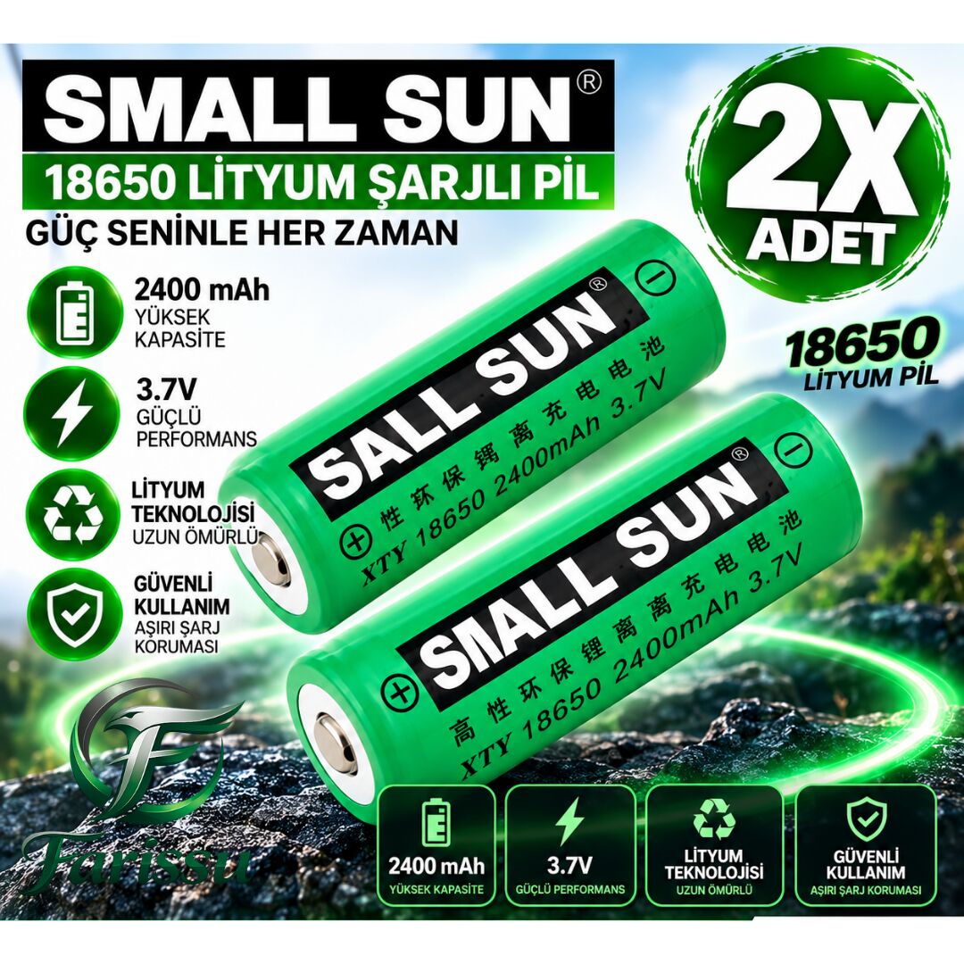 Small Sun XTY 18650 Şarj Edilebilir Lityum İyon Pil 3.7V 2400mAh - 45 Gr Yüksek Performanslı Li-ion Pil