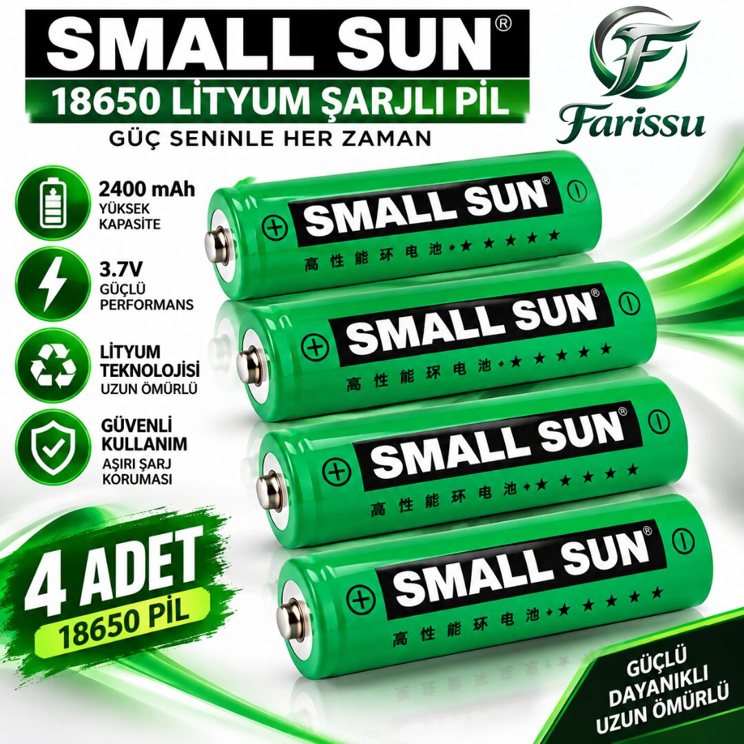 Small Sun XTY 18650 Şarj Edilebilir Lityum İyon Pil 3.7V 2400mAh - 45 Gr Yüksek Performanslı Li-ion Pil