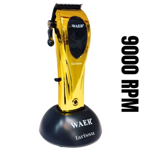 WA-088 9000 RPM Profesyonel Saç Kesme Makinesi | 2600mAh Batarya | 4 Taraklı | Şarj Standlı gold