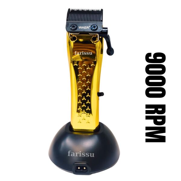 WA-088 9000 RPM Profesyonel Saç Kesme Makinesi | 2600mAh Batarya | 4 Taraklı | Şarj Standlı gold