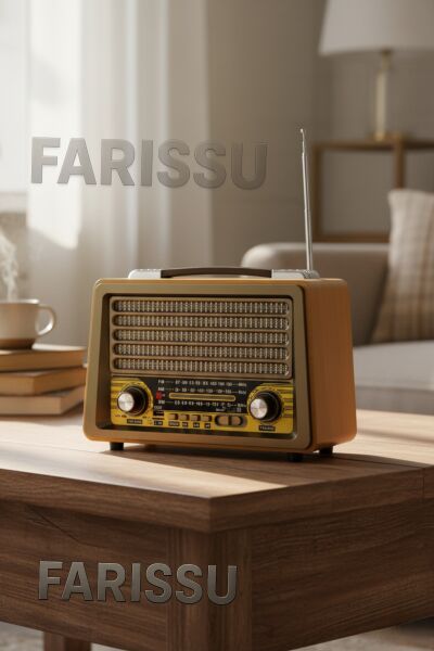 Gerçek Ahşap Eskitme Görünümlü RT-750 Nostaljik Müzik Kutusu – 3 Band Radyo / Bluetooth / USB