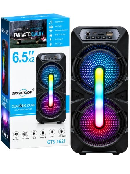 GTS-1621 Taşınabilir Kablosuz LED Işıklı Hoparlör: Müziğin Gücünü Hissedin!
