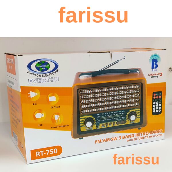 Gerçek Ahşap Eskitme Görünümlü RT-750 Nostaljik Müzik Kutusu – 3 Band Radyo / Bluetooth / USB
