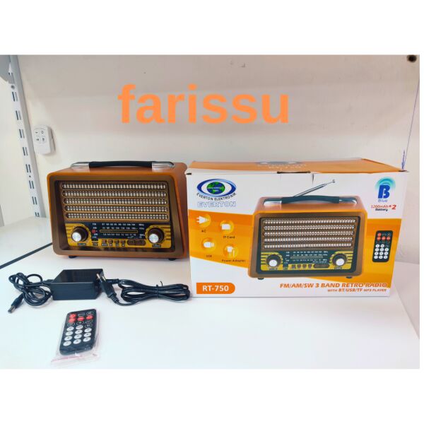 Gerçek Ahşap Eskitme Görünümlü RT-750 Nostaljik Müzik Kutusu – 3 Band Radyo / Bluetooth / USB