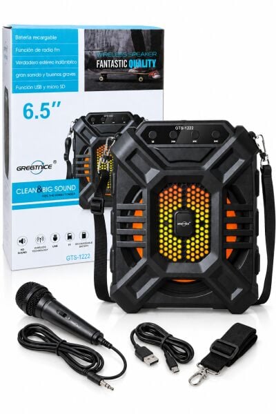 GTS-1222 Taşınabilir Kablosuz Bluetooth Hoparlör & Karaoke Seti