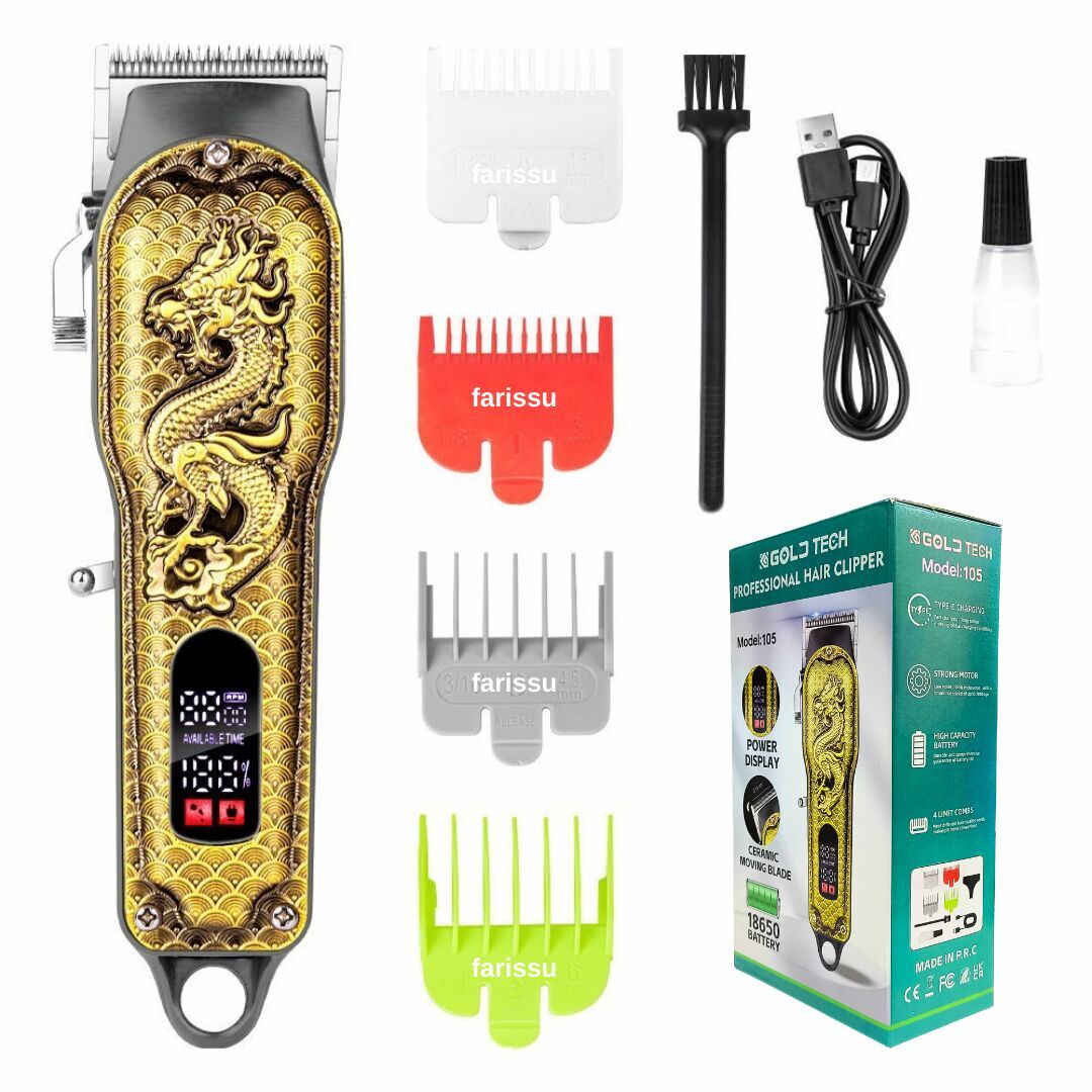 GOLD TECH 105 Profesyonel Saç Kesme Makinesi – Güçlü Motor, Şık Tasarım, Uzun Süreli Performans