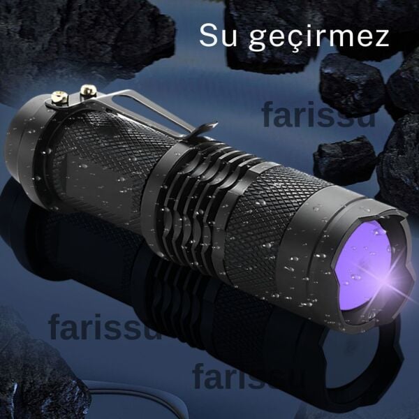 Gold Orion OR-90 UV Mor Işık El Feneri | 1900 mAh Şarjlı | 2 Pil + Şarj Cihazı | 50 Metre Aydınlatma