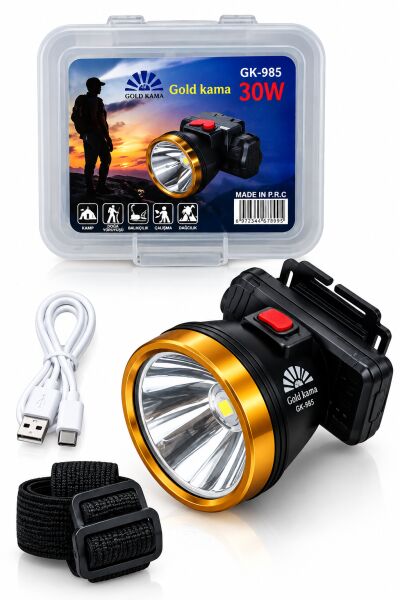 Gold Kama GK-985 Şarj Edilebilir 30W Yüksek Güçlü LED Kafa Lambası – Uzun Menzilli, Güçlü Aydınlatma ve Uzun Süreli Kullanım