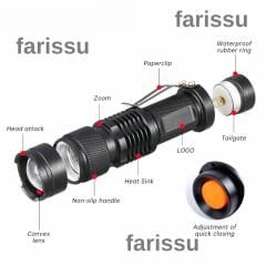 Gold Orion OR-90 UV Mor Işık El Feneri | 1900 mAh Şarjlı | 2 Pil + Şarj Cihazı | 50 Metre Aydınlatma