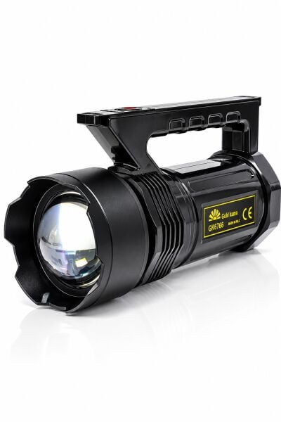 GoldKama GK6766 20W LED Şarj Edilebilir Uzun Mesafe Projektör El Feneri 6000 mAh Type-C Yan Işıklı
