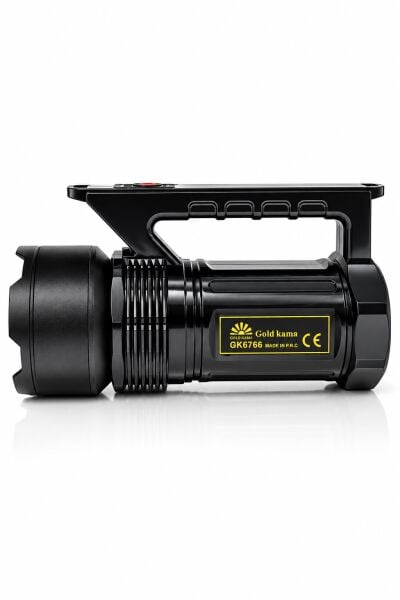 GoldKama GK6766 20W LED Şarj Edilebilir Uzun Mesafe Projektör El Feneri 6000 mAh Type-C Yan Işıklı