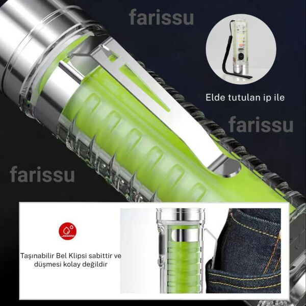 Gold Orion OR-520A | Zoomlu Şarjlı El Feneri | 50W Zoom Gücü | 8 Mod | Manyetik | Tip-C Şarj