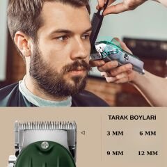 WAER WA-095 Şarjlı Saç ve Sakal Kesme Makinesi – 6500 RPM Güç – 4 Taraklı – USB Şarjlı Siyah