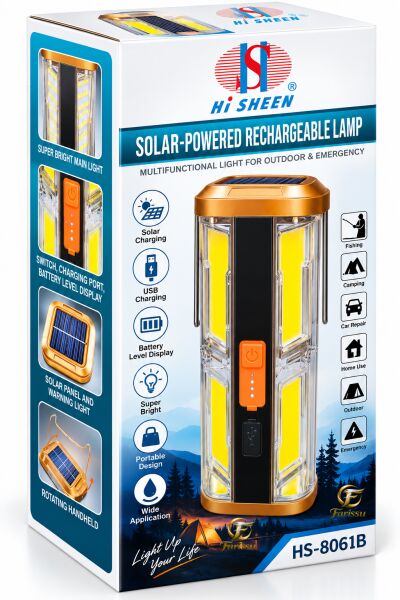 Güneş Enerjili Solar Şarjlı Acil Durum Deprem Lambası & Kamp Feneri - 4 Kademeli Beyaz Işık