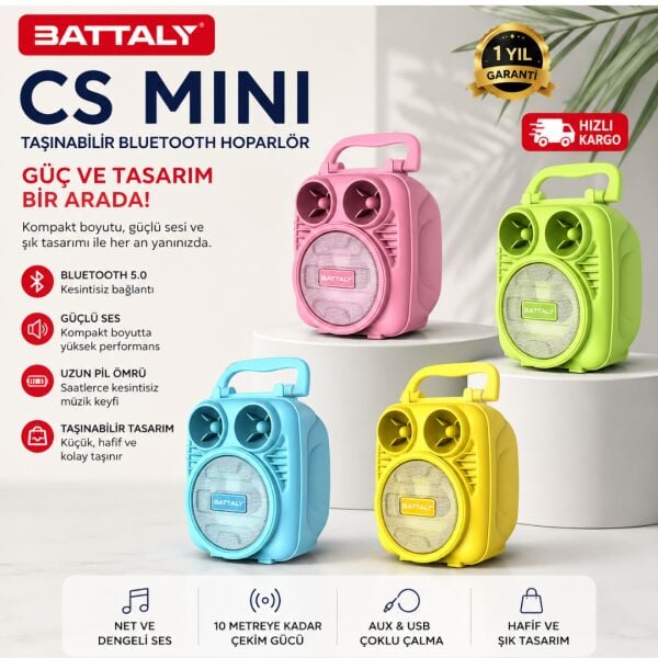 Telefon Tutuculu Mini Bluetooth Hoparlör Şarjlı Kablosuz Speaker RGB LED Işıklı - Asorti Renk