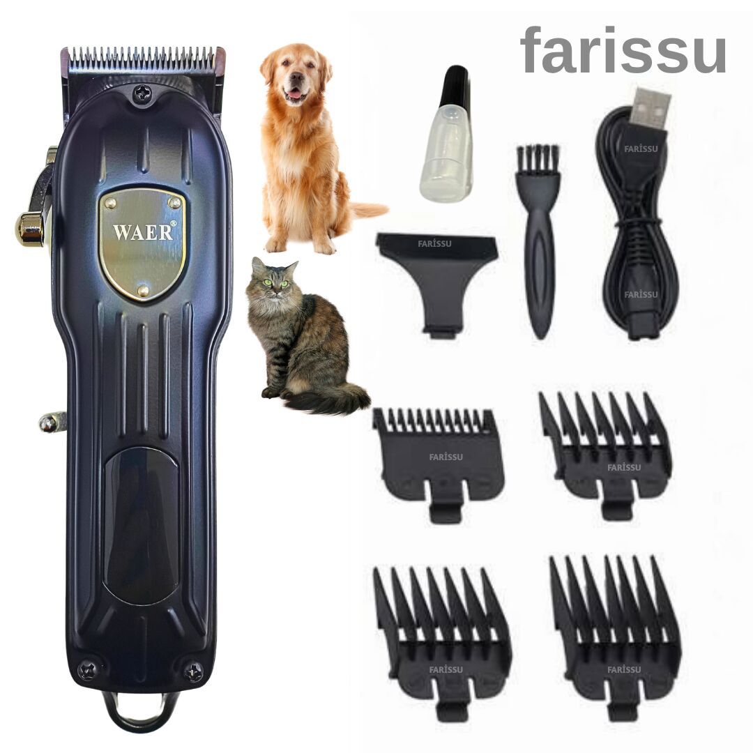 WAER WA-095 Şarjlı Kedi Köpek Tıraş Makinesi | 6500 RPM Motor | 4 Taraklı | USB Şarjlı Siyah