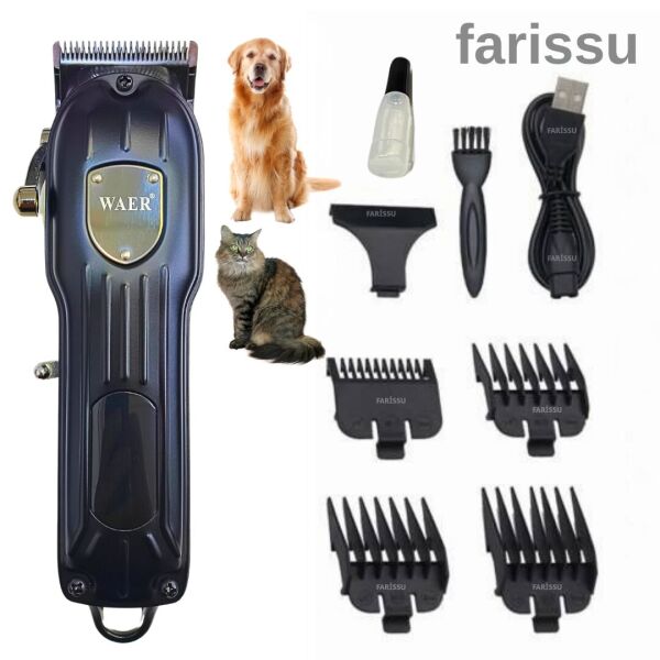 WAER WA-095 Şarjlı Kedi Köpek Tıraş Makinesi | 6500 RPM Motor | 4 Taraklı | USB Şarjlı Siyah
