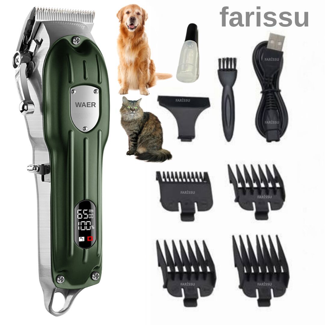 WAER WA-095 Şarjlı Kedi Köpek Tıraş Makinesi | 6500 RPM Motor | 4 Taraklı | USB Şarjlı Yeşil