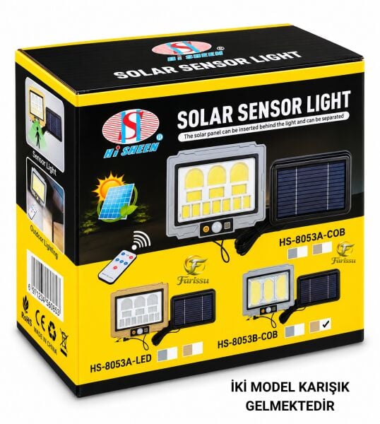 Solar Sensörlü COB LED Sokak & Bahçe Aydınlatma Projektörü – 2400 mAh, Kumandalı, Su Geçirmez