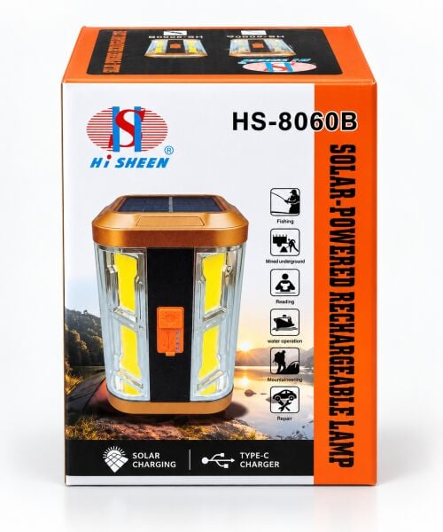 Şarj Edilebilir Taşınabilir LED Kamp Lambası – Solar Panelli, 4 Modlu Işıldak, Kırmızı Flaşörlü