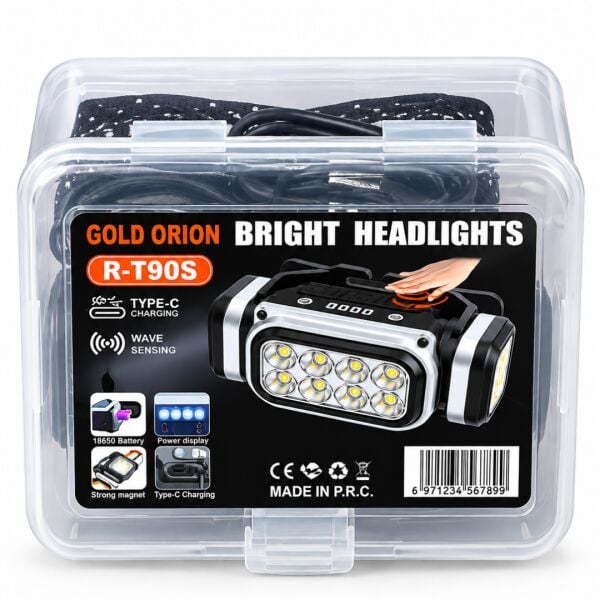 Gold Orion Hareket Sensörlü & Mıknatıslı Type-C Şarjlı LED Kafa Feneri