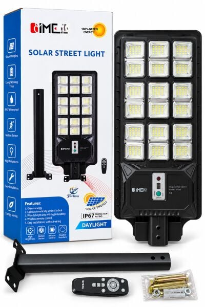 YC1-034B 600W Solar Sokak ve Bahçe Lambası – Sensör Modunda Kesintisiz Şarj ve Kumandalı ve