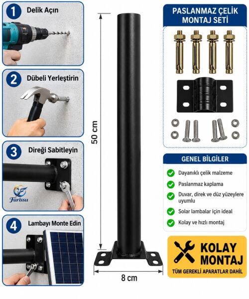 YC1-034B 600W Solar Sokak ve Bahçe Lambası – Sensör Modunda Kesintisiz Şarj ve Kumandalı ve