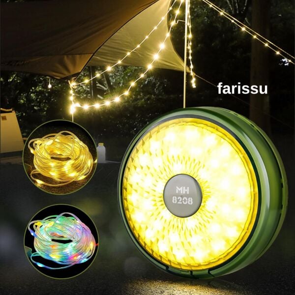 8 Fonksiyonlu 8Metre RGB LED Kamp Lambası | Powerbank Özellikli, Type-C Şarjlı, Taşınabilir Işık Zinciri