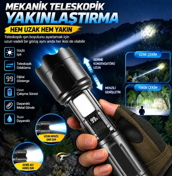 Small Sun SM-316 50W 5000 Lümen Zoomlu Şarjlı LED El Feneri