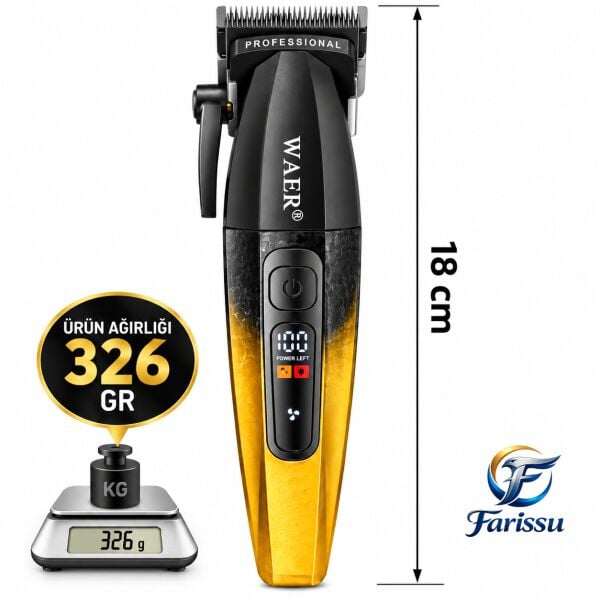 WAER WA-6157 Profesyonel Saç Kesme Makinesi 9000 RPM 7 Taraklı