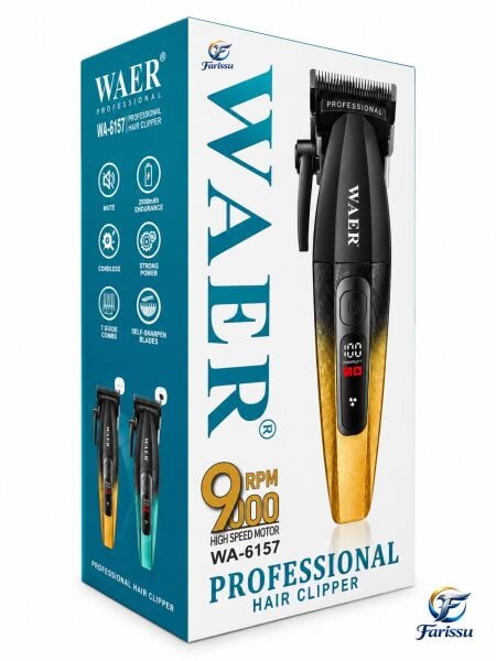WAER WA-6157 Profesyonel Saç Kesme Makinesi 9000 RPM 7 Taraklı Mavi