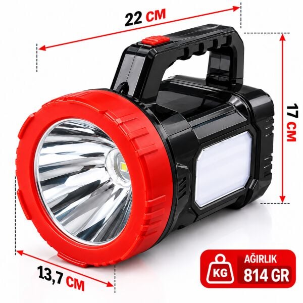 Silver Toss ST-6678 Şarjlı LED El Feneri 10W 14 SMD Çift Aydınlatmalı Işıldak