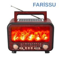 FP-2393S Retro Tasarımlı Alev Işıklı Bluetooth Hoparlör – Güneş Enerjili, Radyo, USB, TF Kart Destekli