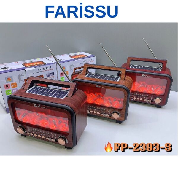 FP-2393S Retro Tasarımlı Alev Işıklı Bluetooth Hoparlör – Güneş Enerjili, Radyo, USB, TF Kart Destekli
