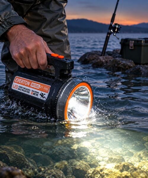 RT-996 50W 5000 Lümen Şarjlı LED El Feneri 1 KM Menzilli Su Geçirmez Dalış Projektörü 4000 mAh